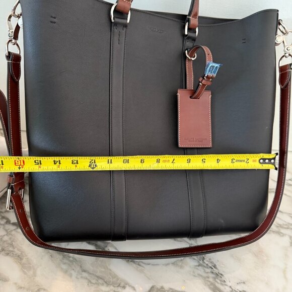 Ralph Lauren Men's Navy Blue Leather Darwin Tote, retail $2200 - Picture 13 of 15